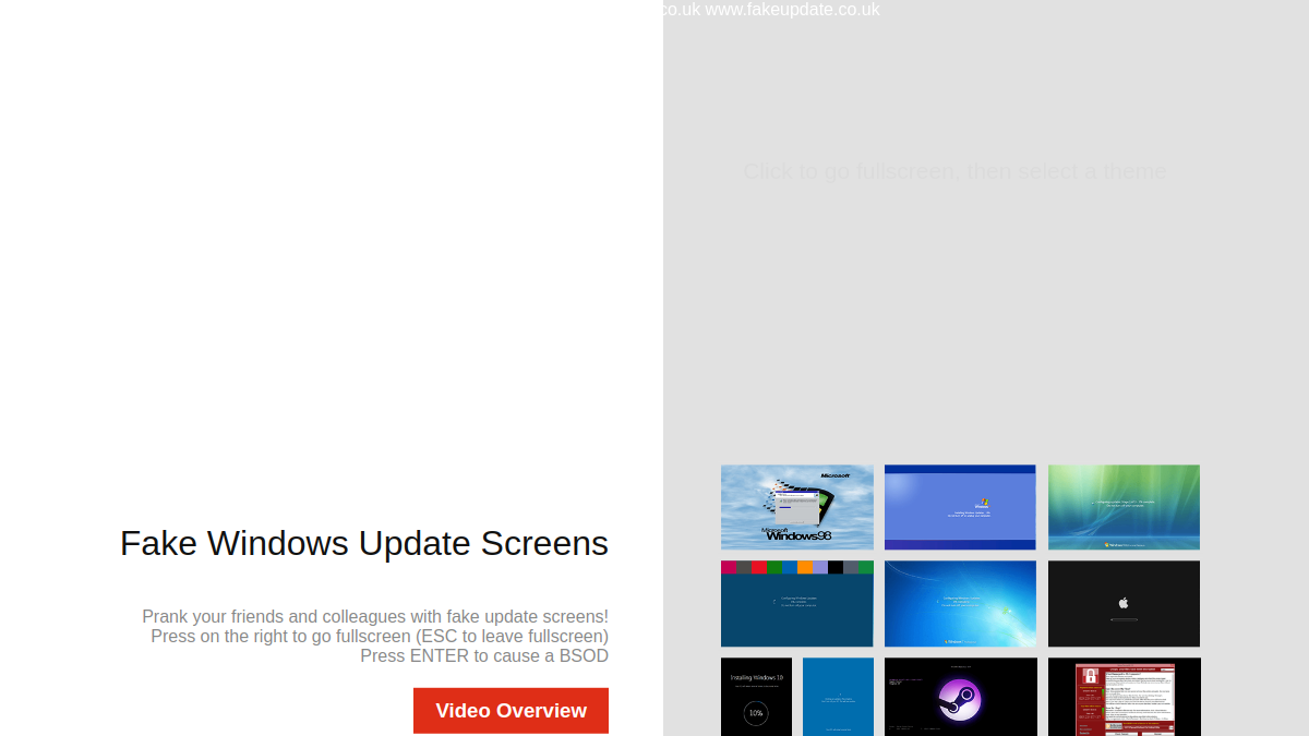 Screenshot von FakeUpdate.net - Windows Update Prank by fediaFedia
