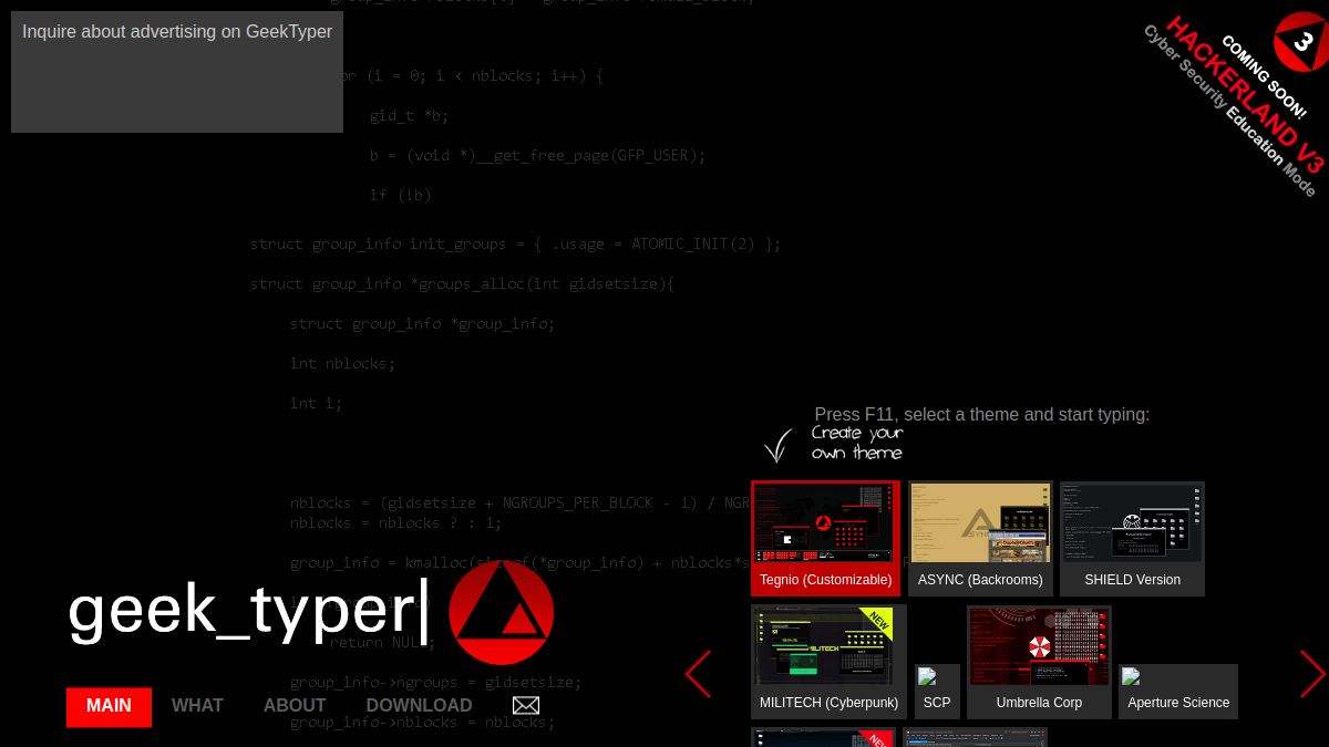 Screenshot von GEEKTyper.com - Hacking Simulator