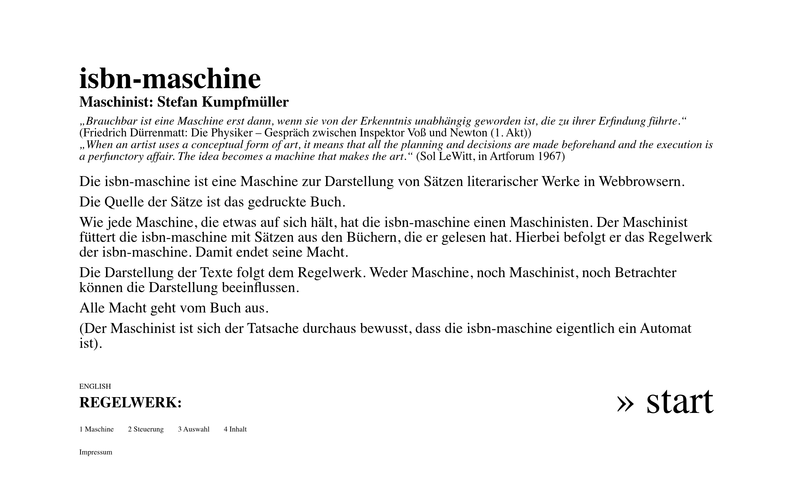 Screenshot von ISBN Maschine | Maschinist und Maschine