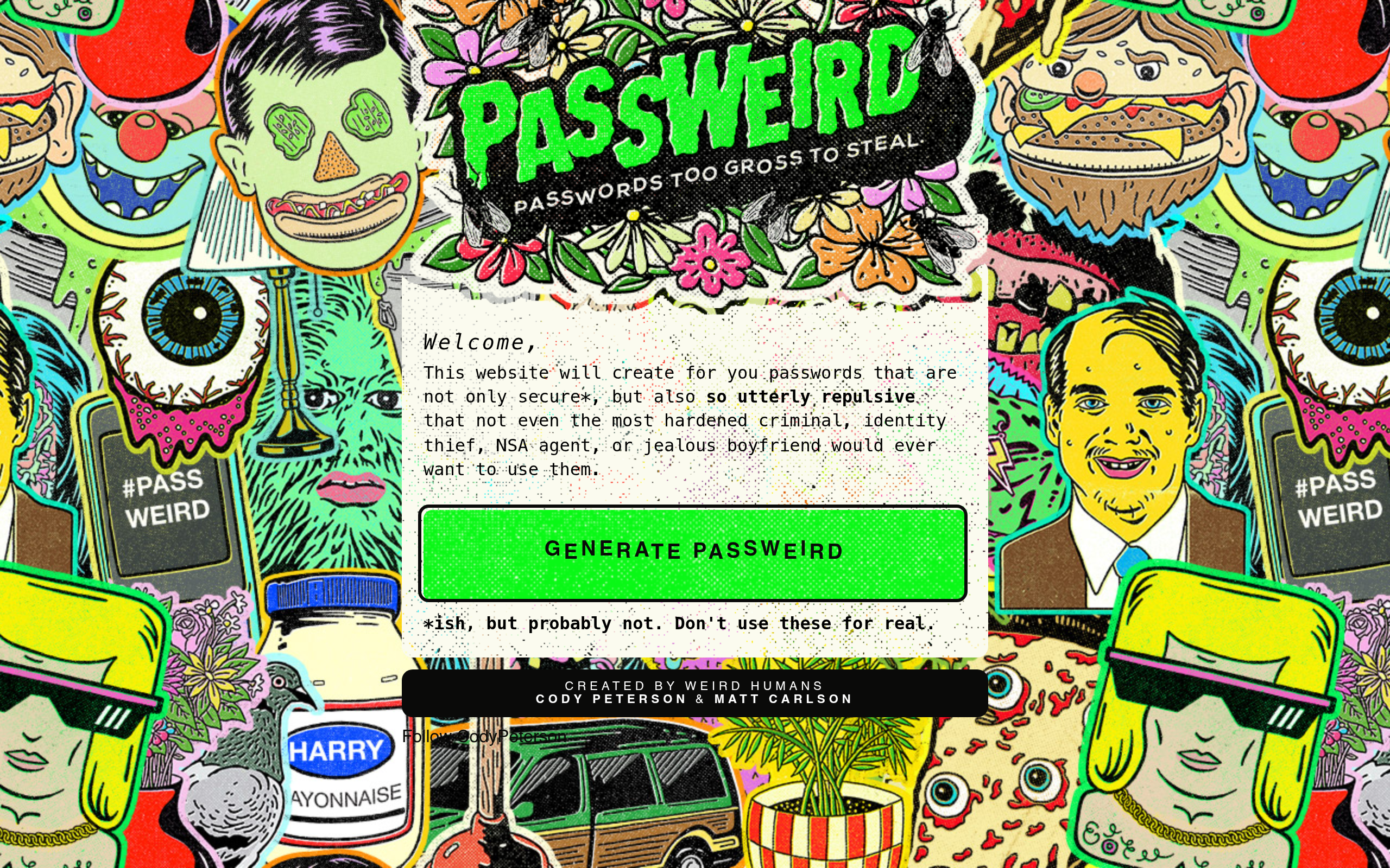 Screenshot von Passweird - Passwords too Gross to Steal