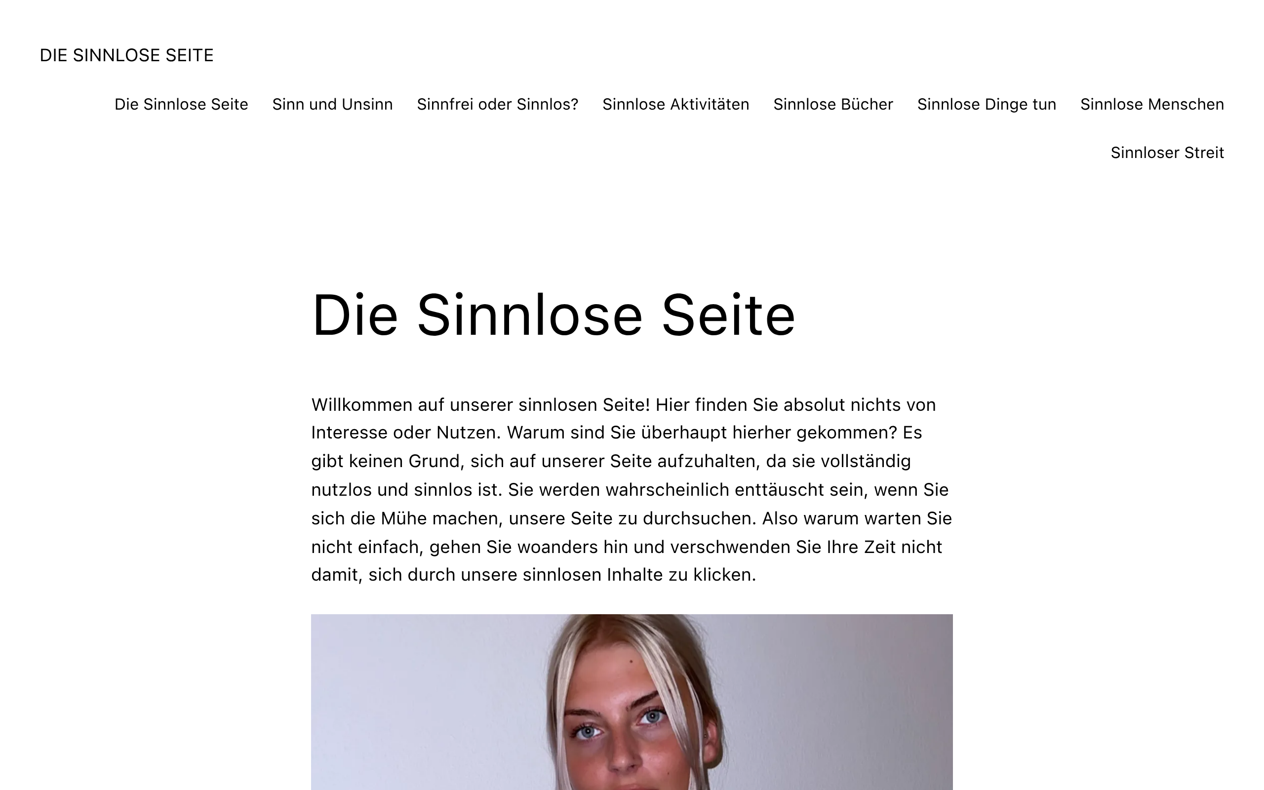 Screenshot von DIE SINNLOSE SEITE – Sinn und Unsinn im Web