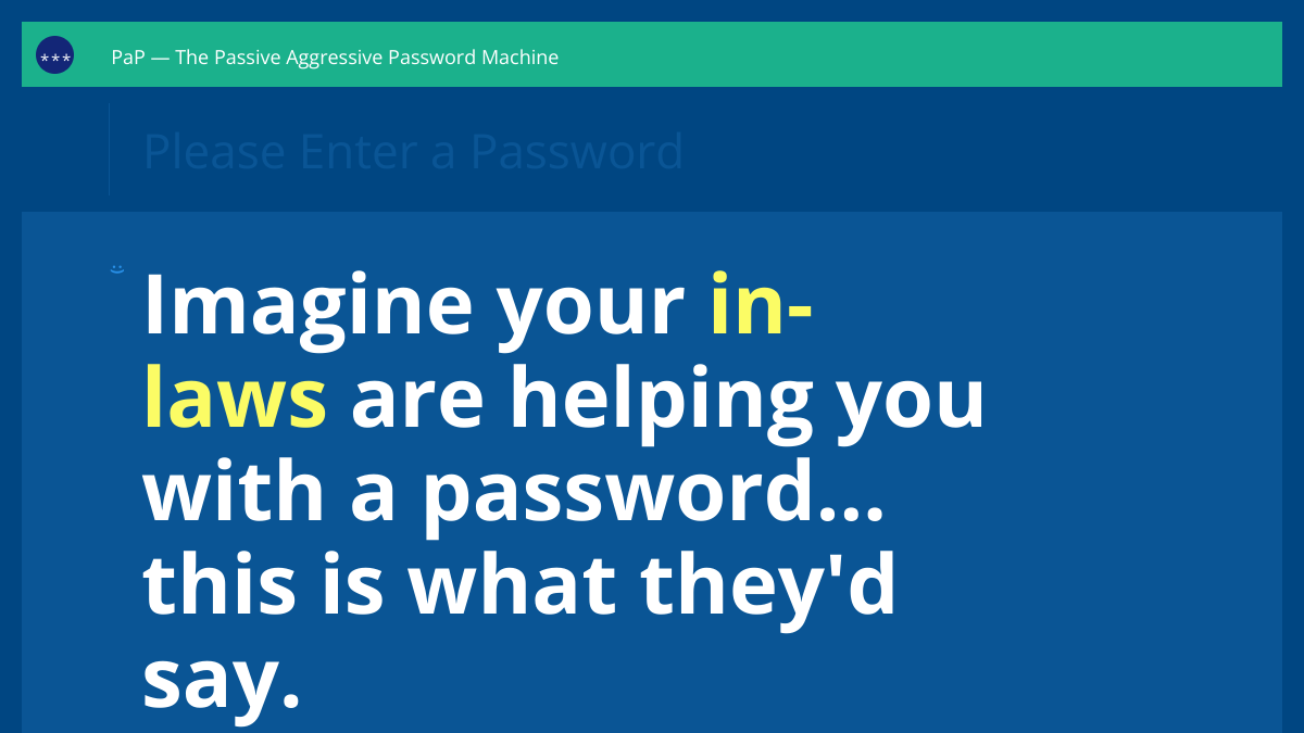Screenshot von Passive Aggressive Passwords